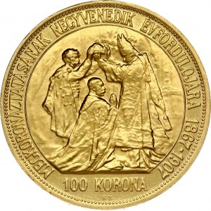 Maďarsko 100 Korona 1907 KB UP Korunovace