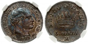 Królestwo Napoleona 5 Soldi 1811 M NGC MS 62