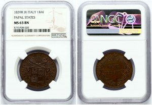 Vatikán Baiocco 1839 IX NGC MS 63 BN