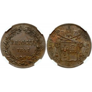 Vaticano Baiocco 1841 XI NGC MS 62 BN