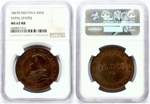 Vatikan 4 Soldi 1867-XXII NGC MS 63 RB TOP POP