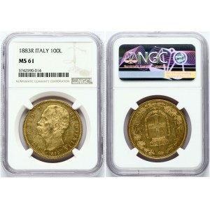 Włochy 100 lirów 1883 (RR) NGC MS 61