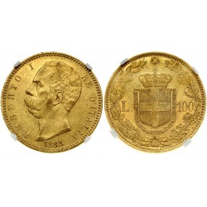 Itálie 100 lir 1883 (RR) NGC MS 61