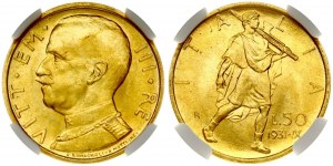 Italy 50 Lire 1931 R IX NGC MS 65