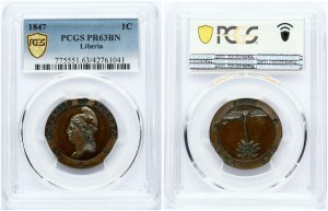 Libéria 1 cent 1847 PCGS PR 63 BN