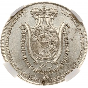 Lichtenštejnsko 20 Kreuzer 1778 NGC MS 62