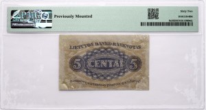 Lituanie 5 Centai 1922 Pavyzdys-bevertis PMG 62 Uncirculated