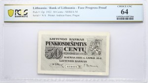 Lithuania 50 Centu 1922 PCGS 64 CHOICE UNC MAX GRADE