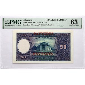 Lituanie 50 Litu ND (1928) Pavyzdys PMG 63 Choice Uncirculated