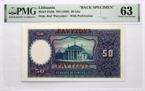 Litwa 50 Litu ND (1928) Pavyzdys PMG 63 wybity bez obiegu