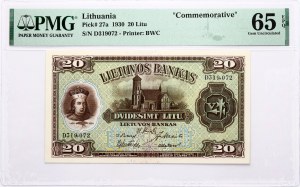 Lithuania 20 Litu 1930 PMG 65 Gem Uncirculated EPQ