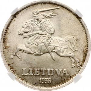 Litauen 10 Litu 1936 Vytautas Verdoppelter Stempel Rückseite NGC MS 64+ TOP POP