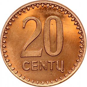 Lituanie 20 Centu 1990 Pièce Probe Très rare