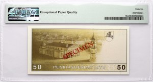 Litauen 50 Litu 1991 (ND 1993) Basanavicius SPECIMEN PMG 66 Gem Uncirculated