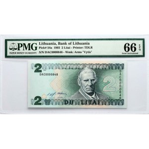 Litauen 2 Litai 1993 Valancius PMG 66 Gem Uncirculated EPQ