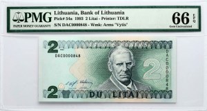 Litva 2 Litai 1993 Valancius PMG 66 Gem Uncirculated EPQ