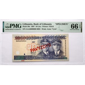 Litva 10 Litu 1997 Darius ir Girenas PAVYZDYS/SPECIMEN PMG 66 Gem Uncirculated