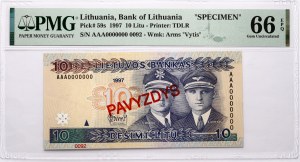 Litauen 10 Litu 1997 Darius ir Girenas PAVYZDYS/SPECIMEN PMG 66 Gem Uncirculated