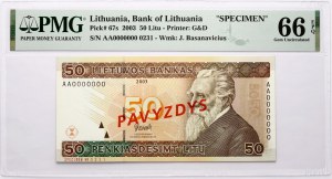 Litauen 50 Litu 2003 Basanavicius PAVYZDYS/SPECIMEN PMG 66 Gem Uncirculated