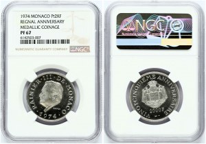 Monaco 2000 Franchi di Platino 1974 25 Anni di Regno NGC PF 67