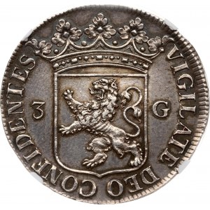 Netherlands Holland 3 Gulden 1680 (RR) NGC MS 61