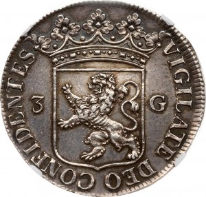 Nizozemsko Holandsko 3 Guldeny 1680 (RR) NGC MS 61