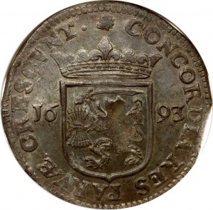 Paesi Bassi UTRECHT 1 Nederlandse Rijksdaalder 1693 NGC MS 62 TOP POP