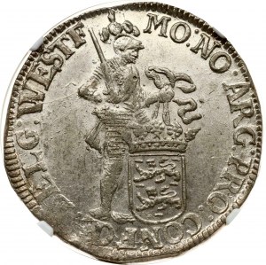 Nizozemsko Západní Frísko 1 stříbrný dukát 1695 NGC MS 63 TOP POP