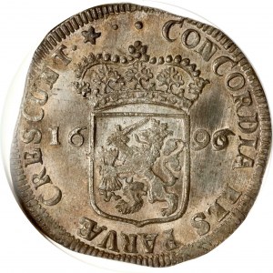 Netherlands WEST FRIESLAND 1 srebrny dukat 1696/5 NGC MS 64 TOP POP