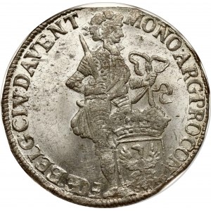 Nizozemsko DEVENTER 1 stříbrný dukát 1698 NGC MS 64 TOP POP