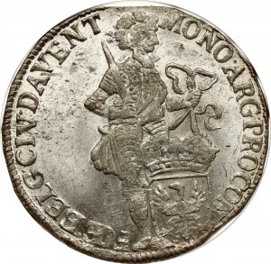 Nizozemsko DEVENTER 1 stříbrný dukát 1698 NGC MS 64 TOP POP