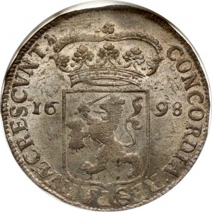 Niderlandzki DEVENTER 1 srebrny dukat 1698 NGC MS 64 TOP POP