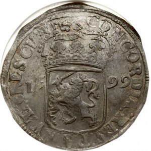 Holandia OVERIJSSEL 1 srebrny dukat 1699 NGC MS 62 TOP POP