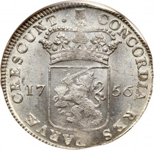 Niderlandzki srebrny dukat Utrecht 1756 NGC MS 63