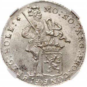 Ducat d'argent de la République batave de Hollande 1801 NGC MS 62