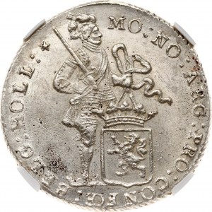 Ducat d'argent de la République batave de Hollande 1801 NGC MS 62