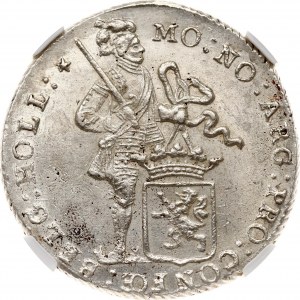 Niderlandzka Republika Batawska Srebrny Dukat Holandii 1801 NGC MS 62