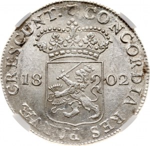 Holandsko Batavská republika Utrecht Strieborný dukát 1802 NGC MS 62 TOP POP