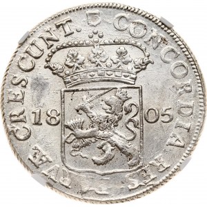 Nizozemsko Batavská republika Utrechtský stříbrný dukát 1805 NGC MS 62