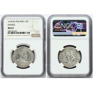 Poland Ort 1618 SA (R1) Gdansk NGC MS 63