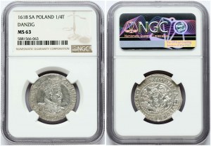 Poľsko Ort 1618 SA (R1) Gdansk NGC MS 63