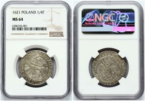 Poľsko Ort 1621 Bydgoszcz PRV:M. NGC MS 64 TOP POP