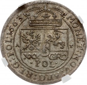 Pologne Tymf 1663 AT NGC MS 63 TOP POP