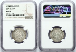 Kurlandia Szostak 1694 Mitau (R4) NGC MS 64 TOP POP