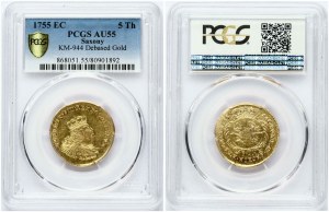 Prussian Military Issue of 5 Taler 1755 EC (R1) PCGS AU 55 MAX GRADE