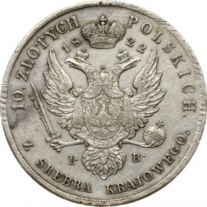 Poland 10 Zlotych 1822 IB (R) RARE