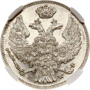 Rosyjsko-polskie 15 kopiejek - 1 złoty 1837 MW NGC MS 63