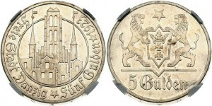 Danzig 5 Gulden 1923 Marienkirche PF 63