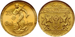 Gdaňsk 25 guldenů 1930 NGC MS 65