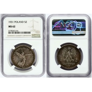 Pologne 5 Zlotych 1931 Nike (R4) NGC MS 62